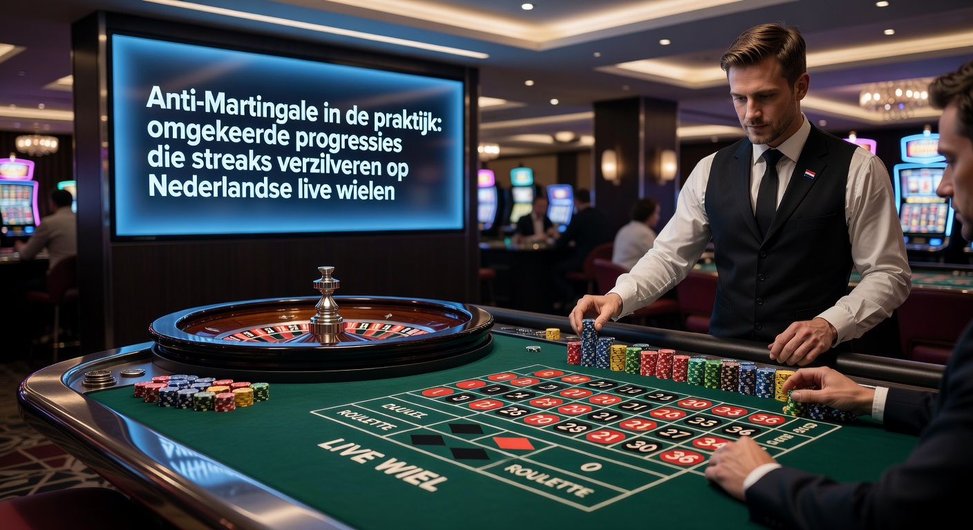 Grafiek die een winnende streak toont met verdubbelende inzetten in Anti-Martingale op een live roulette wiel