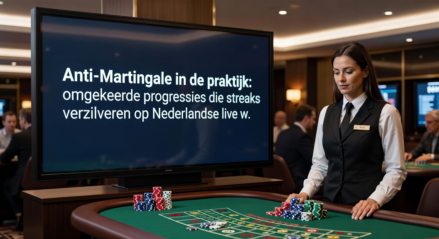 Live roulette tafel met dealer die een streak aankondigt, spelers chatten over Anti-Martingale progressie