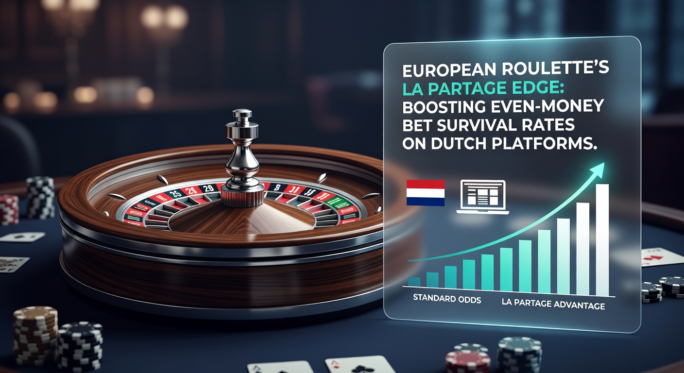 Europese roulettewiel met focus op de bal en even-money inzetvelden, illustrerend het La Partage-mechanisme in actie op een live tafel