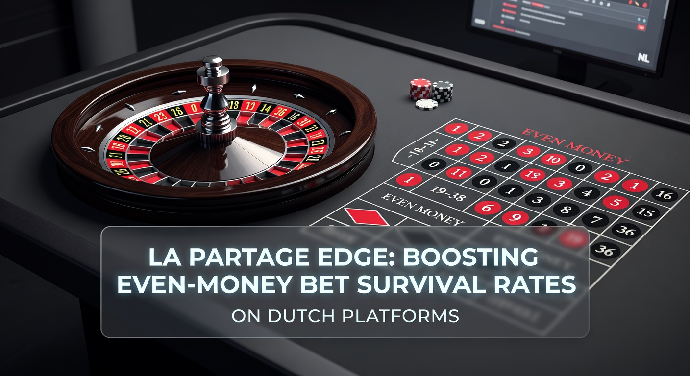 Grafiek met house edge vergelijking tussen standaard en La Partage roulette, plus een screenshot van een Nederlands platform met live La Partage-tafel