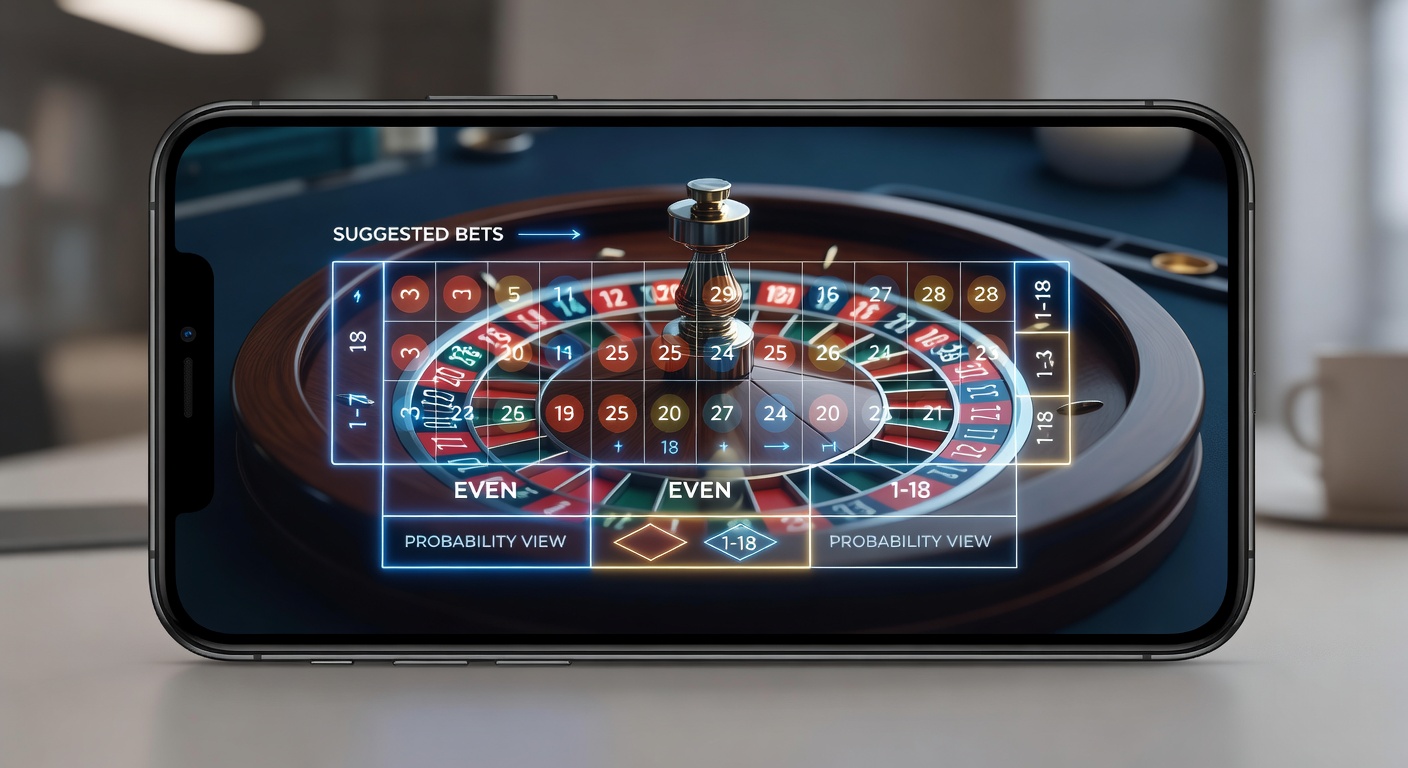 Mobiele roulette interface met visuele elementen die verschillende inzetopties tonen op een tablet