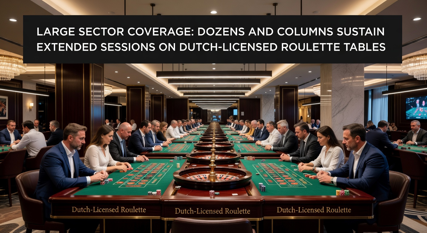 Roulette wiel met markeringen voor dozens en kolommen, illustrerend grote sector dekking op een live tafel