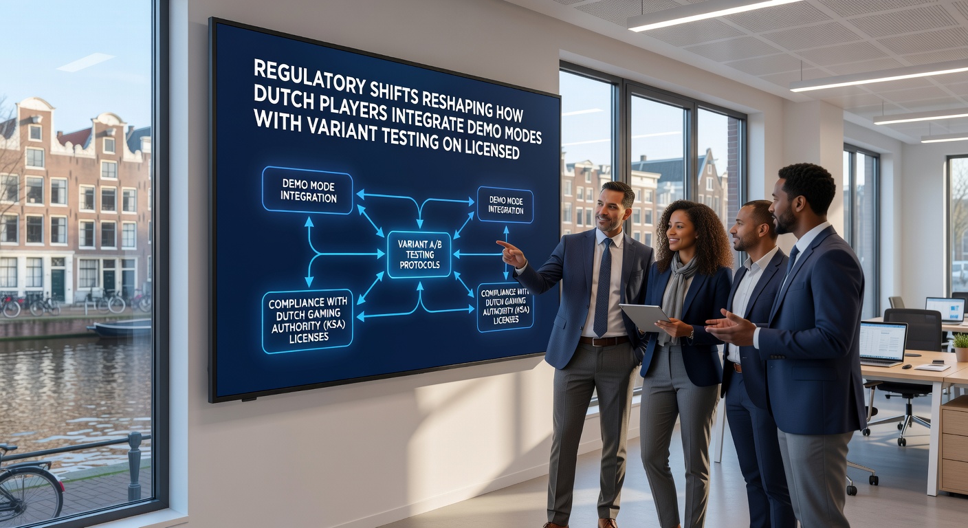 Mobiele app interface die demomodi en varianttestfunctionaliteit toont op een Nederlands gelicentieerd platform