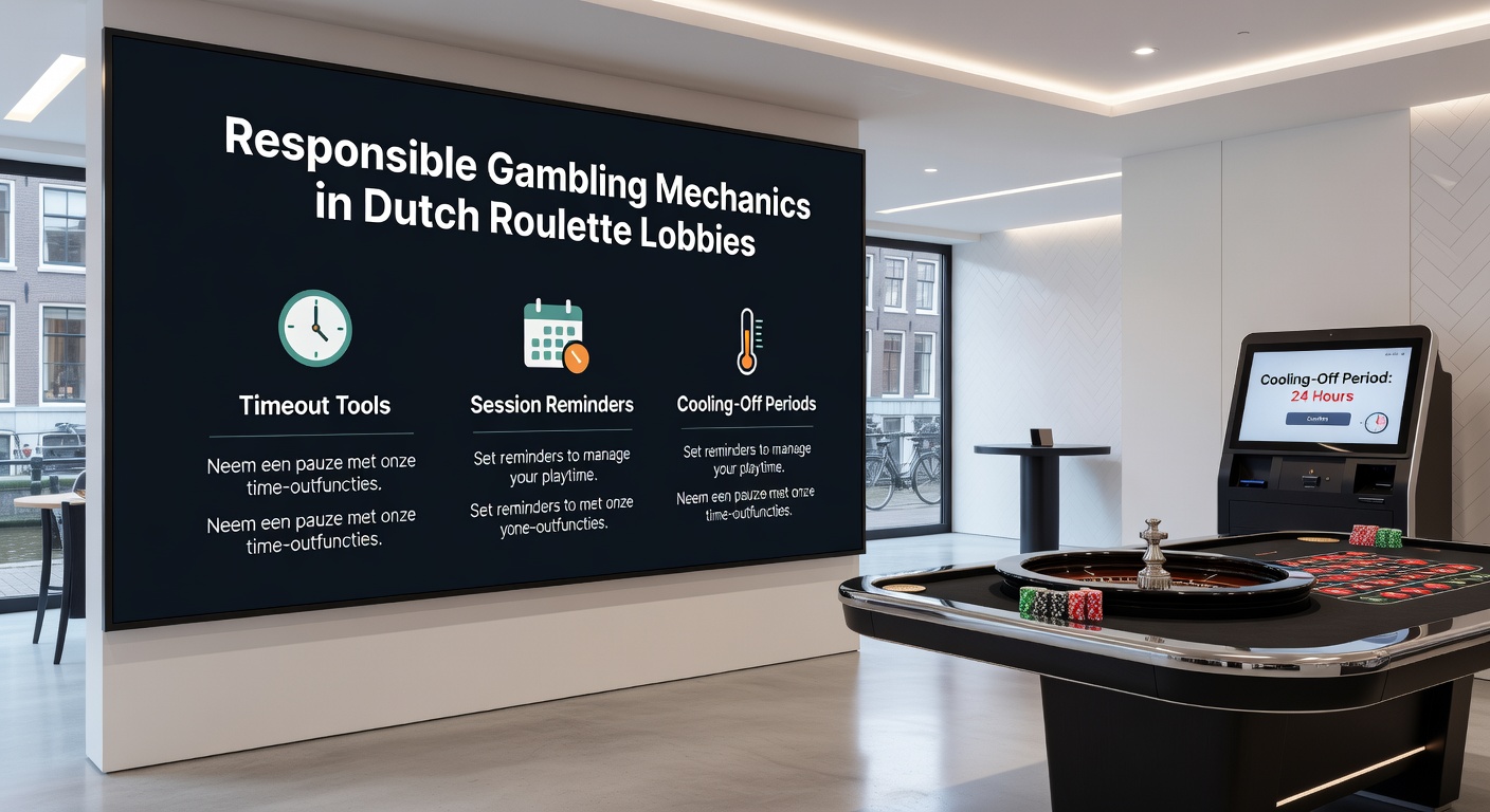 Schermafbeelding van een time-out tool in een Nederlandse online roulette lobby, met een klok en pauzeknop zichtbaar