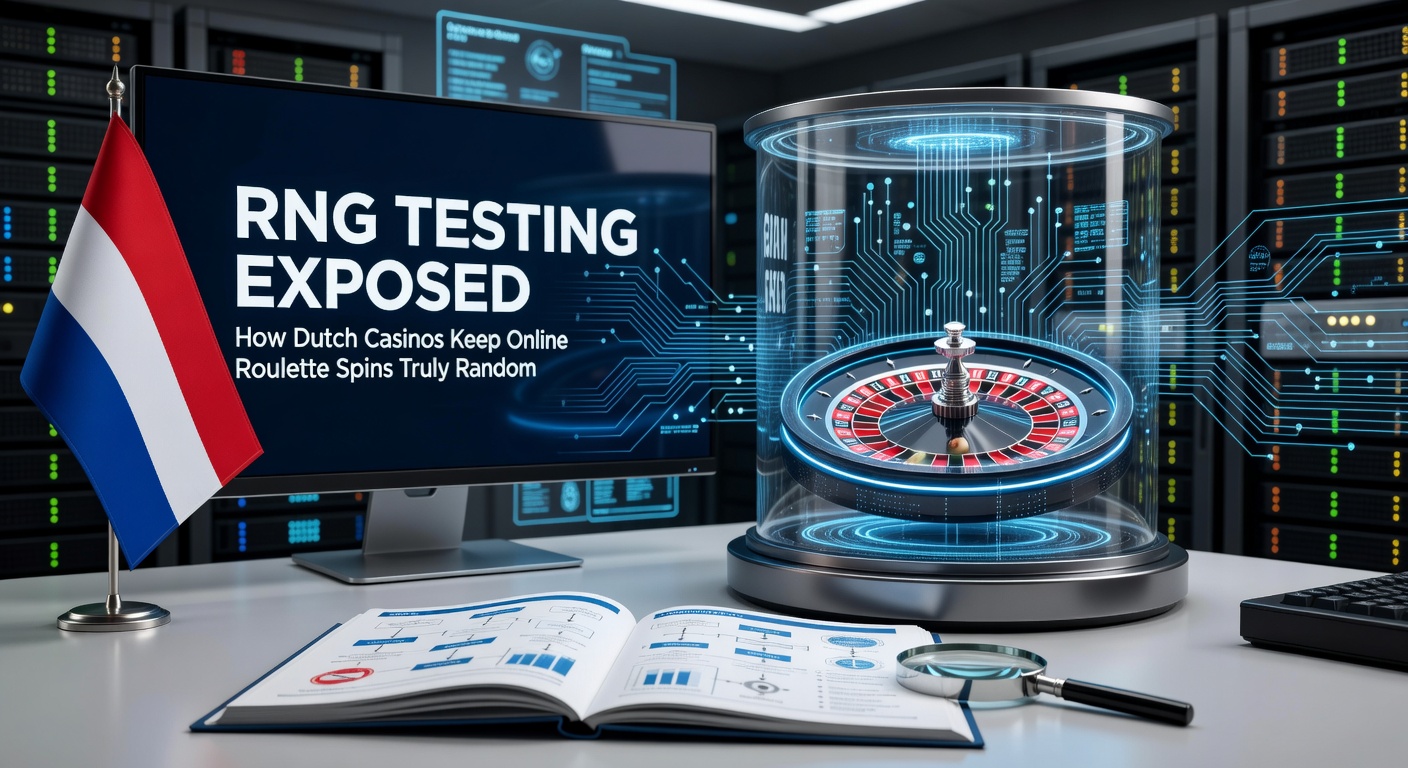 Grafiek met RNG-testresultaten en certificeringslogo's van onafhankelijke labs bij Nederlandse online casinos