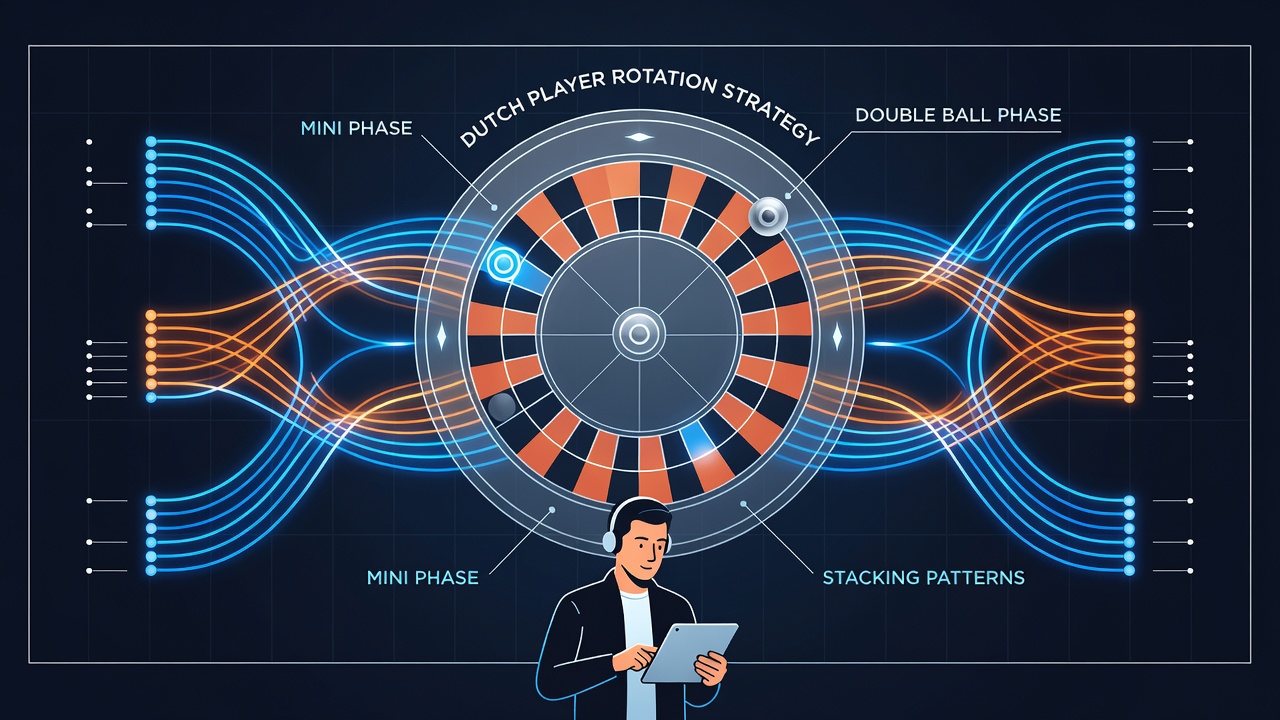 Grafiek van bonusaccumulatie bij rotatie tussen mini- en double ball roulette