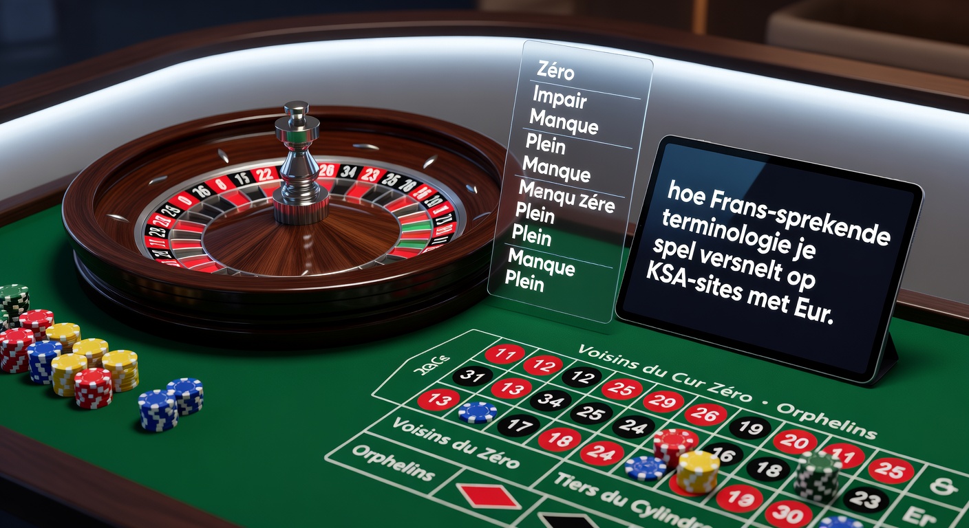 Close-up van een roulette-annunciator paneel met Franse termen en een draaiend Europees wiel in een online live casino