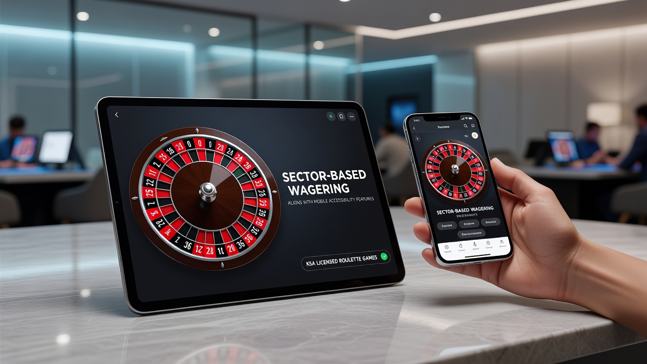 Detailweergave van een mobiel roulettewiel met sectorale selectietools